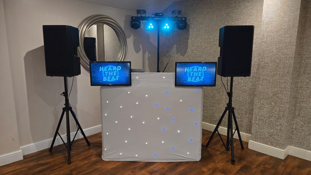 Heard The Beat DJ setup with lighting and booth at The Wickham Estate, Hampshire