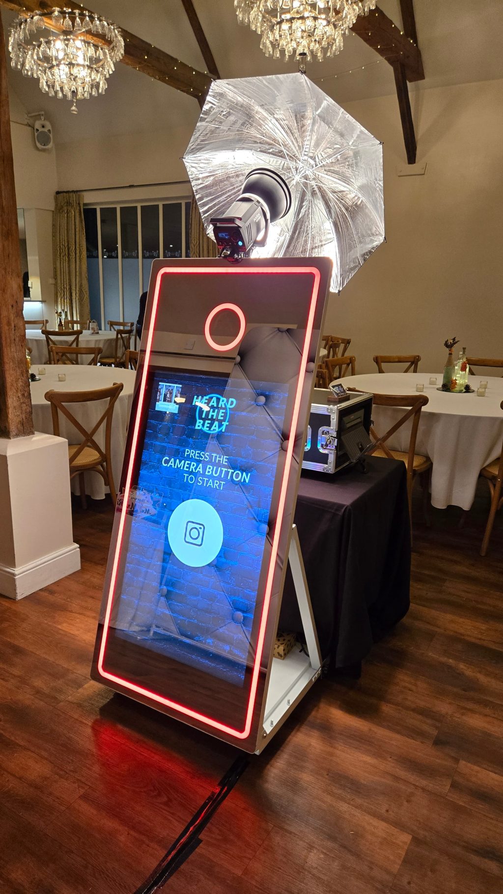 Magic mirror photo booth setup at The Wickham Estate in Hampshire