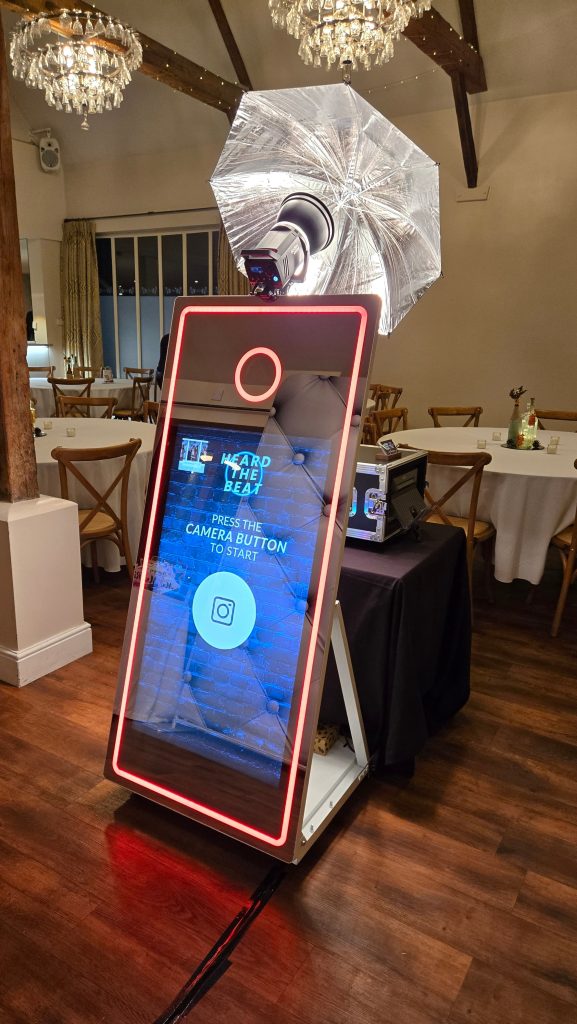 Magic mirror photo booth setup at The Wickham Estate in Hampshire