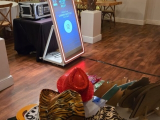 Magic mirror photo booth with fun props table at The Wickham Estate, Hampshire
