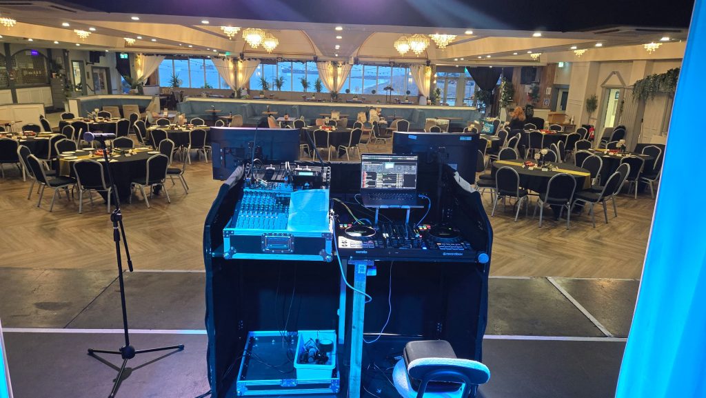 DJ event setup at The Gaiety Southsea with full sound and lighting ready for a private function