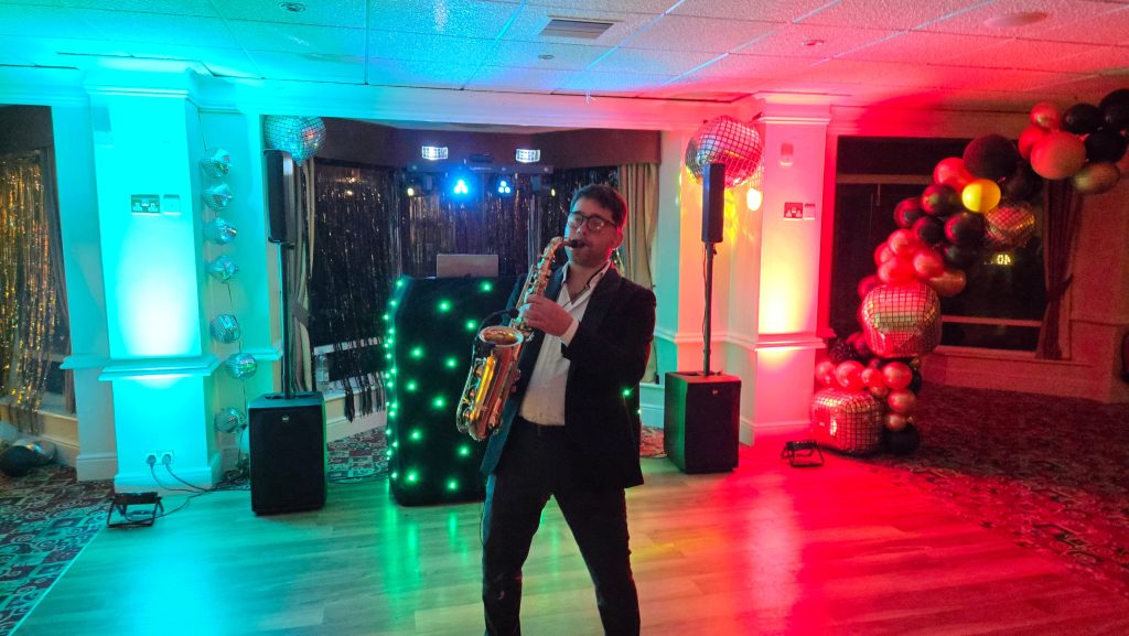 DJ and saxophonist performing at 40th birthday party Innlodge Portsmouth