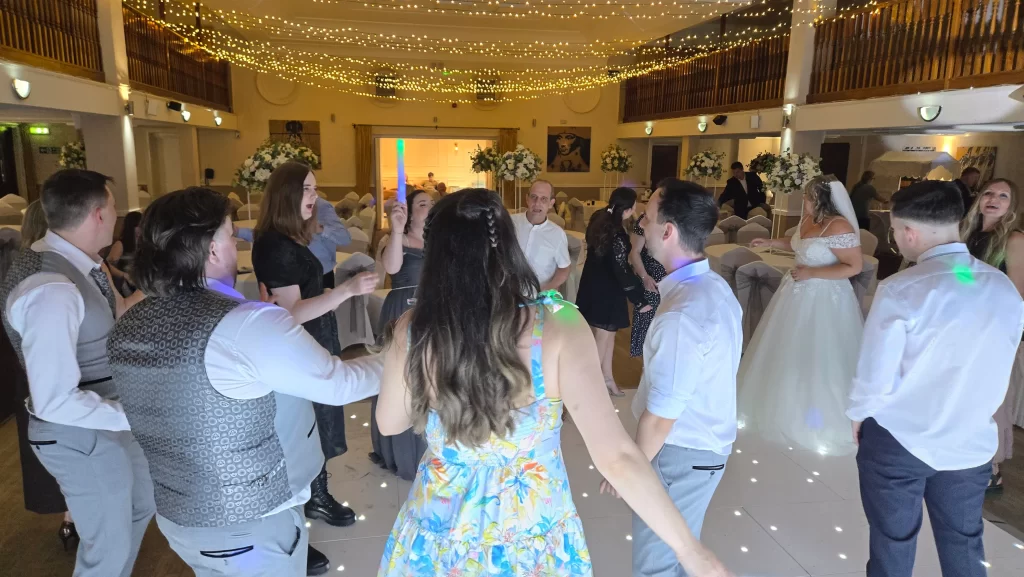 Wedding guests dancing on illuminated dancefloor at Royal Maritime Hotel Portsmouth
